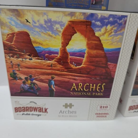 Lot Of 2 Puzzles Zion National Park, Arches Park 210 Pieces By Boardwalk + Cards - Picture 2 of 6